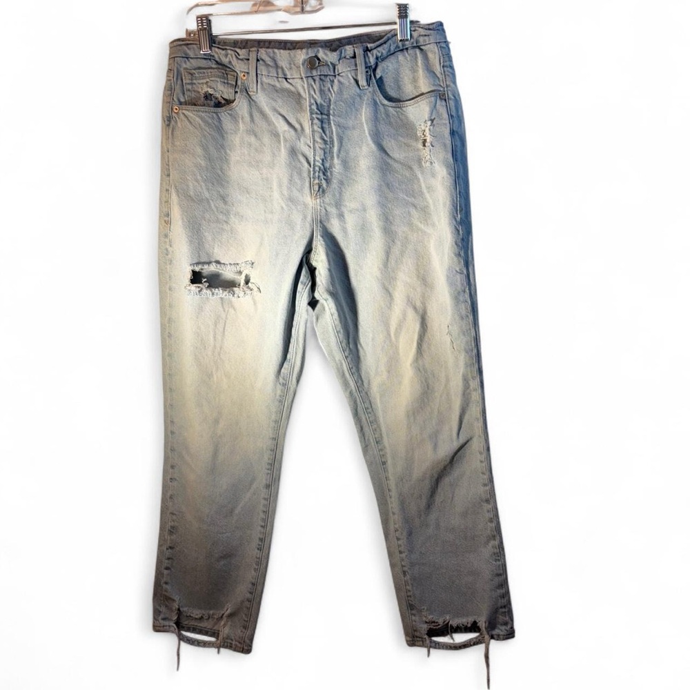 Good American Distressed  Straight Leg Pants